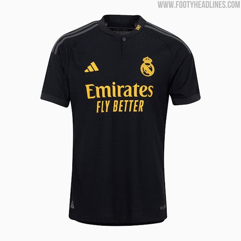 Real Madrid 23-24 Third Kit Released - Footy Headlines Real Madrid Kit 23/24, Real Madrid Black Jersey, Real Madrid T Shirt, Real Madrid 3rd Kit, Real Madrid New Kit, Real Madried, Real Madrid Third Kit, Logo Real Madrid, Real Madrid Kit