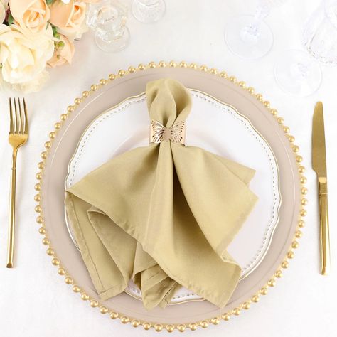 Champagne Polyester Linen Napkins - 17"x17" Walmart Stores, Bridesmaid Luncheon, Sage Green Floral, Table Napkin, Fabric Napkin, Classic Table, Luncheon Napkins, Winter Dinner, Banquet Tables