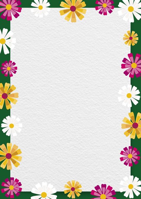 Colorful Floral Spring A4 Stationary Page Border - Templates by Canva Frames And Borders Templates, School Presentation, Background School, Notes Paper, Calendar Background, Border Templates, American Girl Doll Furniture, Instagram Background, Page Borders