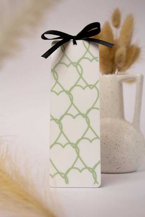 Sage Green Heart, Heart Pattern Design, Reader Aesthetic, Book Planner, Green Hearts, Aesthetic Girly, Diy Bookmarks, Bookmark Gifts, Green Heart