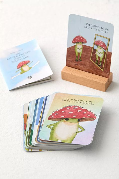 The Little Frog's Guide To Self-Care Card Deck By Maybell Eequay | Urban Outfitters Affirmation 2024, Enchanted Items, Affirmation Deck, Mushroom Frog, Daily Affirmation, Card Deck, Care Card, Wellness Gifts, Affirmation Cards