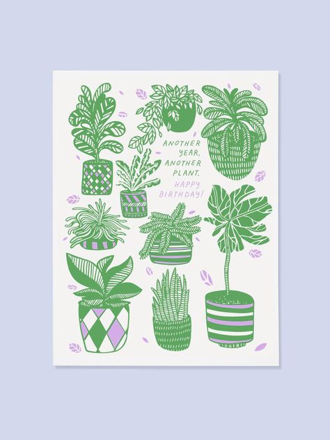 "Another year, another plant. Happy Birthday!" 🪴 (Perfect for the plant person in your life!) ✦ Blank inside for your own special note. ✦ Matching envelope included. ✦ Printed with love in California. Plant Birthday Card, French Paper, Printed Envelopes, Stamp Collecting, Plant Lover, Paper Pack, Birthday Greetings, Birthday Greeting Cards, Some People