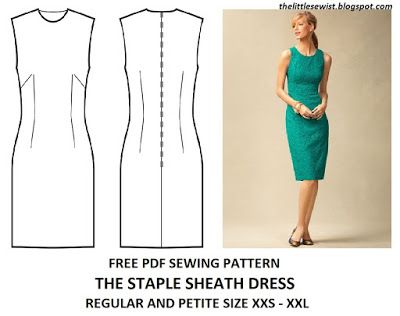 Pencil Dress Pattern, Sheath Dress Pattern, Free Printable Sewing Patterns, Sheath Dresses Pattern, Dresses By Pattern, Printable Sewing Patterns, Dress Patterns Free, Diy Sewing Pattern, Fashion Sewing Pattern