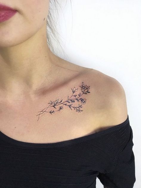 Tattoo Mihail Zhilenkov - tattoo's photo In the style New School Flowers (249302) #piercing #piercing #clavicula Collar Bone Tattoo Quotes, Collar Tattoo, Clavicle Tattoo, Tattoo Snake, Bone Tattoos, Tattoos For Black Skin, Collar Bone Tattoo, Tattoo Videos, Collar Bone