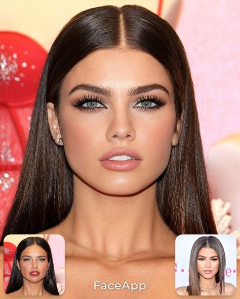 (paid link) Neutral Makeup, Who? These Colorful Eyeshadow Faceapp Morphing Celebrities, Square Face Shape Makeup, Celebrity Face Morph, Make Up Yeux, Square Face Makeup, Portrait Headshots, Rectangle Face Shape, Facial Shapes, Event Hairstyles