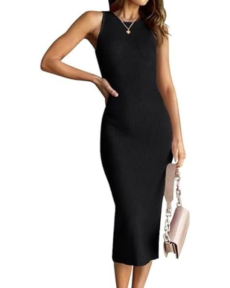 Amazon.com: PRETTYGARDEN Women's Basic Bodycon Midi Dress Crewneck Sleeveless Casual Summer Tank Top Dresses (Black,X-Large) : Clothing, Shoes & Jewelry Midi Sweater Dress, Sweater Dress Casual, Summer Tank Top, 2024 Spring Summer, Tank Top Dress, Summer Tank, Sweater Dress Midi, Bodycon Dresses, Womens Basic