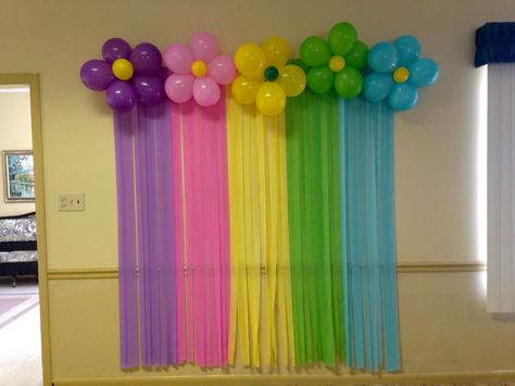 Streamer Decorations, Birthday Room Decorations, Balloon Background, Simple Birthday Decorations, Girl Birthday Decorations, Birthday Balloon Decorations, Diy Birthday Decorations, Balloon Flowers, Rainbow Birthday