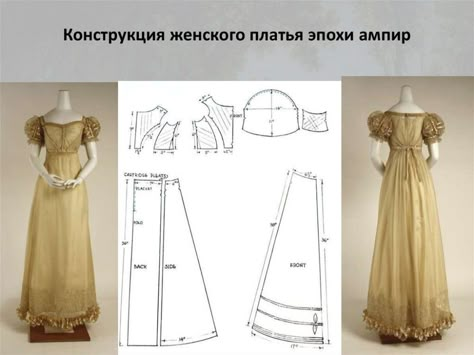 Pride And Prejudice Dress, Diy Ken Doll Clothes, Regency Dress Pattern, Victorian Dress Pattern, Art Nouveau Dress, Historical Clothing Patterns, Clothing Pattern Design, Regency Era Fashion, Dress Patterns Free