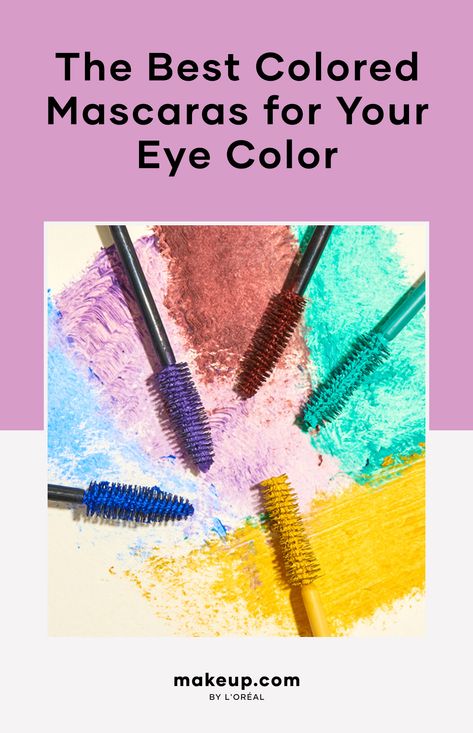 Wearing colored mascara can complement your eyes even more than a black formula. The trick is finding the right shade to go with your natural eye color. Cheap Mascara, Daring Makeup, Green Mascara, Color Mascara, Brown Eyes Pop, School Beauty, Colored Mascara, Pink Mascara, Face Skincare