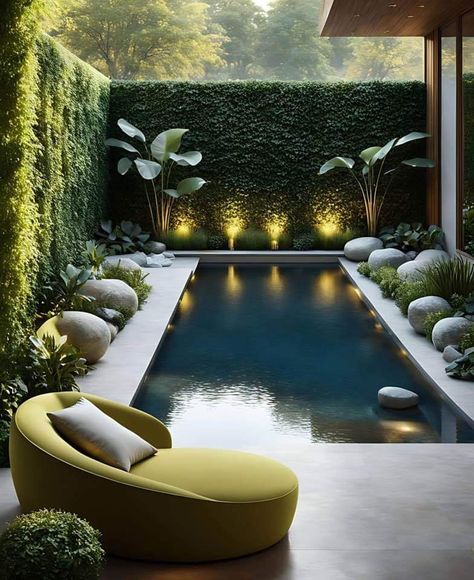 Zen Outdoor Space, Small Pool Ideas, Pool Landscape, Pool Landscape Design, Model House, Patio Canopy, Architecture Model House, Magic Garden, Small Pools