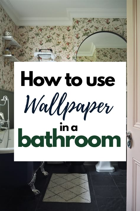 Vintage Bathroom Wallpaper, Half Bathroom Wallpaper, Bathroom Wallpaper Inspiration, Bathroom Wallpaper Vintage, Small Powder Room Wallpaper, Bathroom Wallpaper Trends, Small Half Bathroom, Wallpaper Powder Room, Bathroom Wallpaper Ideas