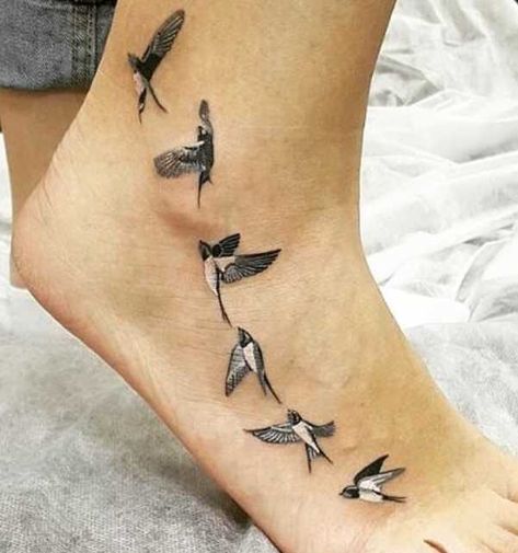 Bird Ankle Tattoo, Croatian Quotes, Swallow Bird Tattoos, Tiny Bird Tattoos, Bird Tattoos For Women, Vogel Tattoo, Bird Tattoo Wrist, Flying Bird Tattoo, Ankle Tattoo Designs