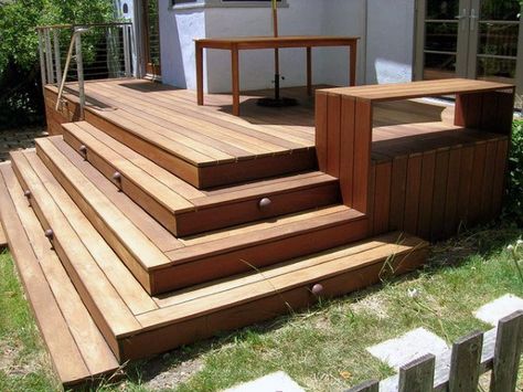 Top 50 Best Deck Steps Ideas - Backyard Design Inspiration Corner Deck, Front Porch Stairs, Porch Stairs, Porch Design Ideas, Modern Porch, Modern Deck, Deck Steps, Building A Porch, Patio Deck Designs