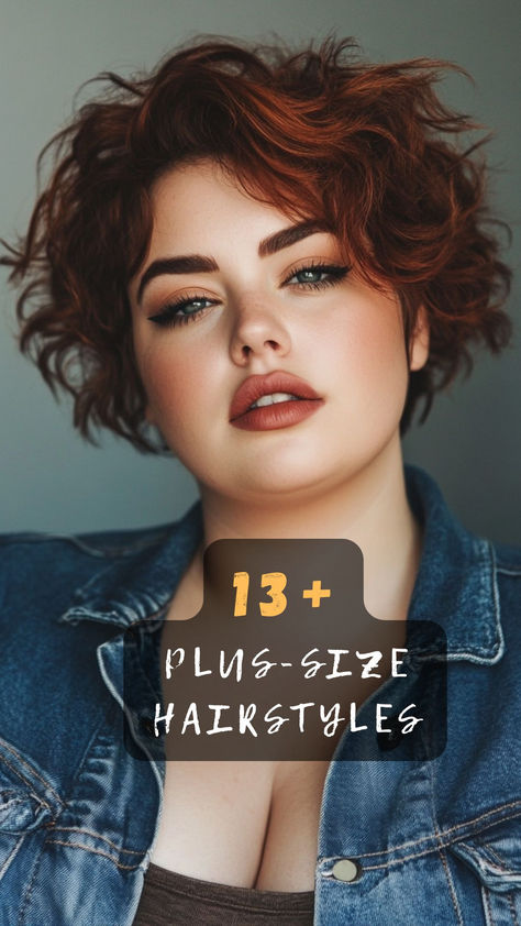 Ready to flaunt your style? Click to discover 13 flattering plus-size hairstyles that enhance your features and boost your confidence. Start your style journey today! 💇‍♀️✨ #PlusSizeStyle #HairstylesForYou #BoostConfidence #FeatureEnhancing #StyleJourney Unique Haircuts For Curly Hair, Edgy Hair Plus Size, Layered Hair With Bangs Chubby Face, Plus Size Face Hairstyles, Short Haircuts For Women Plus Size, Hairstyles For Fat Face Girl, Short Curly Hair Fat Face Girl, Short Bob Plus Size Women, Short Winter Haircuts