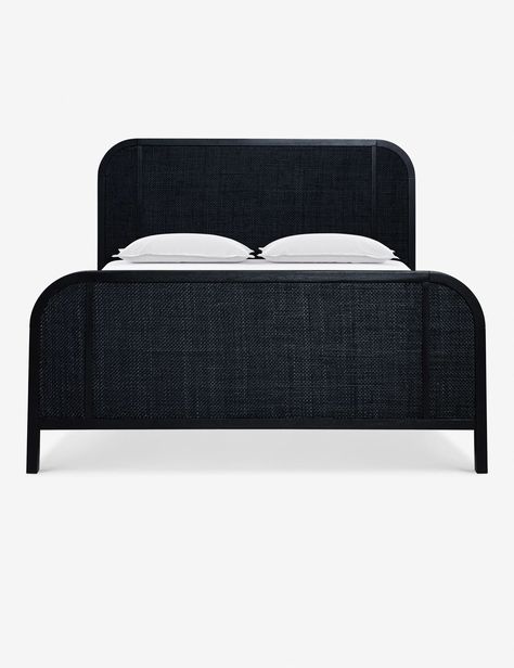 Brooke Platform Bed | Lulu and Georgia Black Cane Bed, Black Modern Bed, Home Decor Masculine, Cane Paneling, Cane Bedroom, Bed Png, Black Platform Bed, Whitewashed Oak, Solid Oak Beds