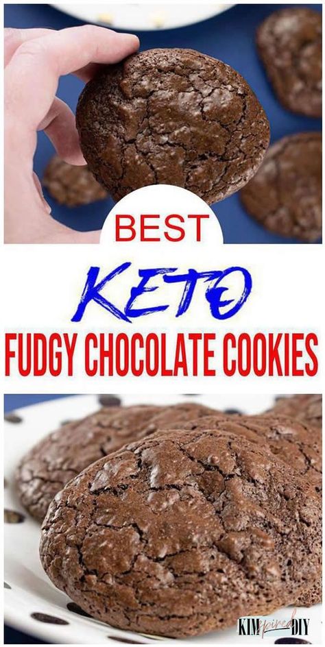 Your NEW favorite 7 ingredient chocolate fudge brownie cookies are right here! Easy homemade low carb fudgy brownie cookies that are sugar free. Gluten free cookies w/ almond flour to please any crowd. Make for Halloween, Thanksgiving or Christmas. Perfect Fall cookies for quick desserts, snacks or treats. Make these low carb 7 ingredient fudge brownie cookies today. For more low carb keto recipes see KimspiredDIY Fudge Brownie Cookies, Keto Chocolate Fudge, Best Keto Cookies, 1000 Calorie, Chocolate Brownie Cookies, Keto Cookie Recipes, Breakfast Low Carb, Postre Keto, Chocolate Fudge Brownies