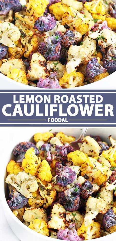 Purple Cauliflower Recipe, Ree Drummond, Cauliflower Recipes, Veggie Sides, Roasted Cauliflower, Veggie Dishes, Purple And White, Side Dish Recipes, Veggie Recipes