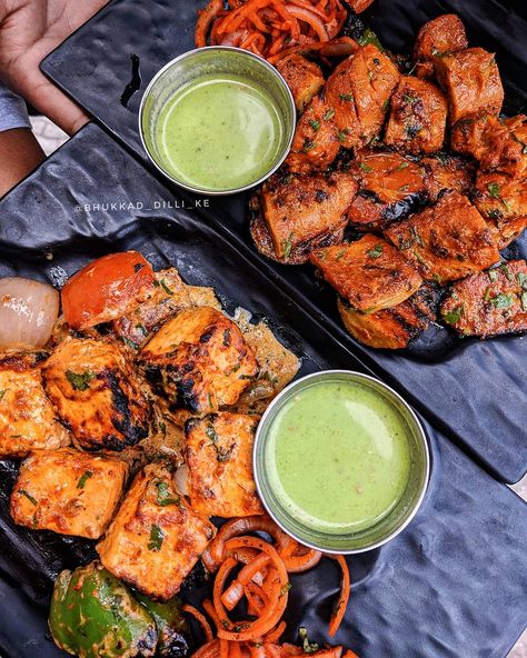 Chaap Tikka, Paneer Tikka, Cafe Food, Double Tap, Paneer, Serving Plates, Food Photography, Tap, Cherry