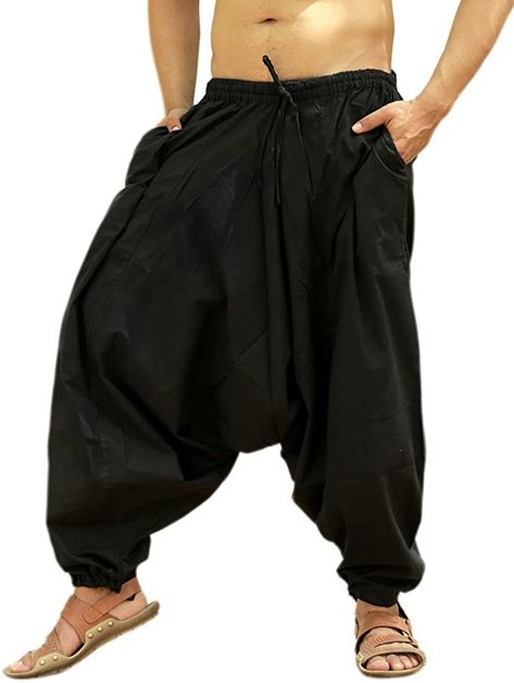 Amazon.com: SARJANA HANDICRAFTS Men's Cotton Harem Yoga Baggy Genie Boho Pants (Free Size, Black) : Clothing, Shoes & Jewelry Cotton Harem Pants, Mens Lounge Pants, Yoga Trousers, Casual Linen Pants, Hip Hop Pants, Harem Pants Women, Hippie Pants, Cotton Linen Pants, Anime Inspired Outfits