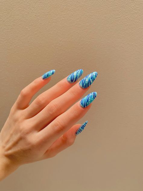 Avatar The Way Of Water Inspired Nails, Avatar Themed Nails, Avatar Nails Ideas, Avatar Inspired Nails, Avatar Nails Art, Avatar Nails, Goth Items, Nails Hair Hips Heels, Water Nail Art