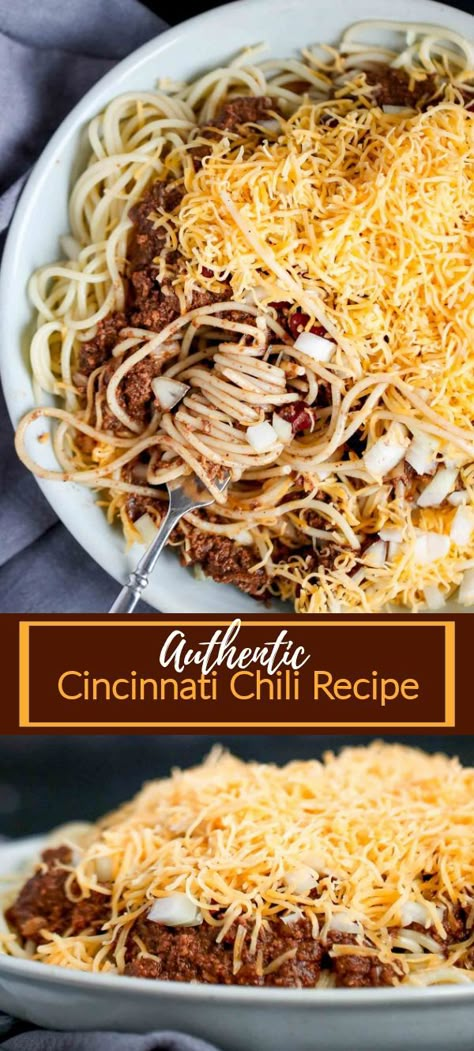 Ohio Chili Recipe, Crockpot Cincinnati Chili, Chili Cheese Spaghetti, Spaghetti Chili Recipe, Cincinnati Chili Crockpot, Spaghetti Chili, Chilli Spaghetti, Ohio Recipes, Cincinnati Chili Recipe