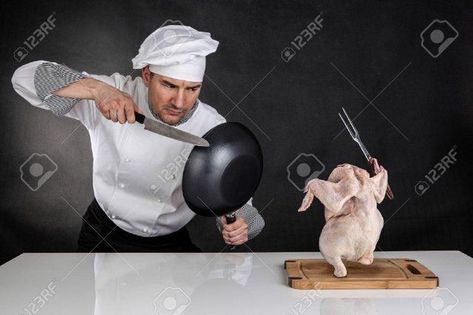 The Table, White Background, Chef, Stock Photos, Chicken, Funny