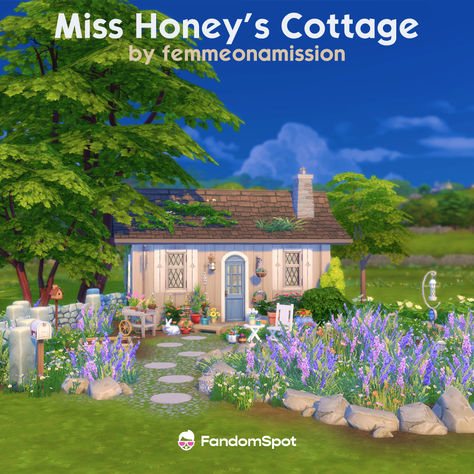 Cute Cottage House, Ts4 Lots, Miss Honey, Cute Cottage, Cottage House, Cottage Homes, The Sims 4, The Sims, Sims 4