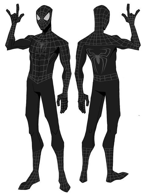 Spiderman Suits Design, Black Spiderman Suit, Spiderman Suit Designs, Spencer Blair, Black Spiderman Costume, Black Suit Designs, Spiderman Sam Raimi, Spider Man Animated Series, Spiderman And Spider Gwen