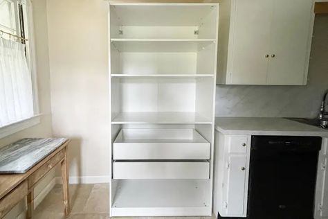 How I Hacked an IKEA Pax Wardrobe into a Pantry | Apartment Therapy Ikea Pax Pantry, Pax Pantry, Pantry Hacks, Ikea Pantry, Ikea Pax Hack, Kallax Shelf, Ikea Pax Wardrobe, Ikea Billy Bookcase, Pax Wardrobe