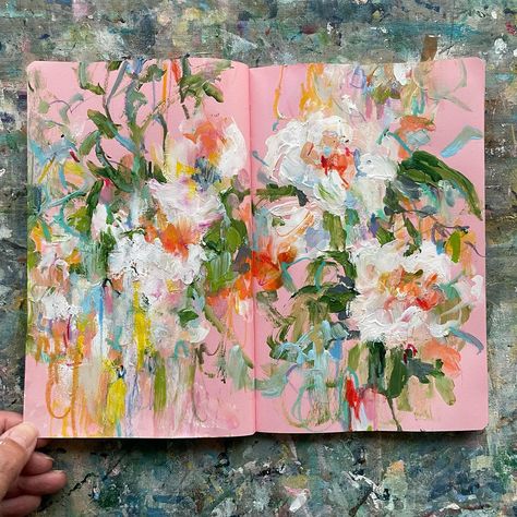 Flower Sketchbook, Sketchbook Spread, Love S, Sketchbook Art Journal, Sketchbook Pages, Botanical Painting, Sketchbook Journaling, Rose Art, Abstract Flowers