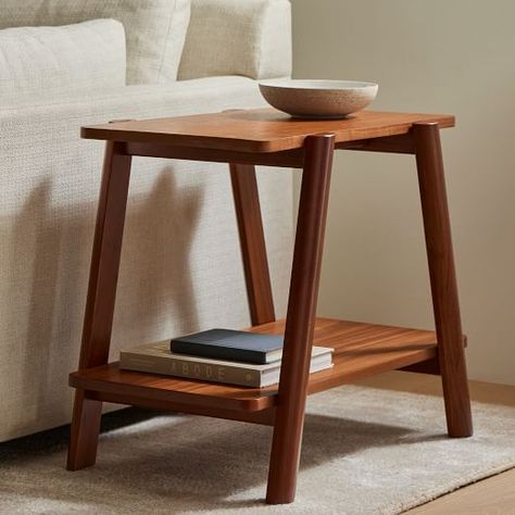 Modern Side Tables & End Tables | West Elm Midcentury Side Tables, Japanese Side Table, Japandi Side Table, Side Couch Table, Hardwood Nightstand, Side Tables In Living Room, Office Side Table, Modern Bedside Table Design, Side Tables Wood