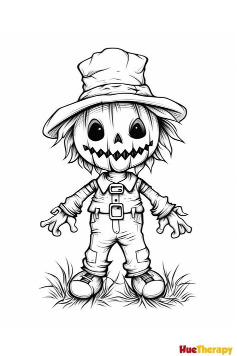 Scarecrow Drawing, Free Printable Halloween Coloring Pages, Halloween Coloring Pages For Kids, Halloween Coloring Sheets, Free Halloween Coloring Pages, Free Printable Halloween, Witch Coloring Pages, Farm Animal Coloring Pages, Halloween Printables Free