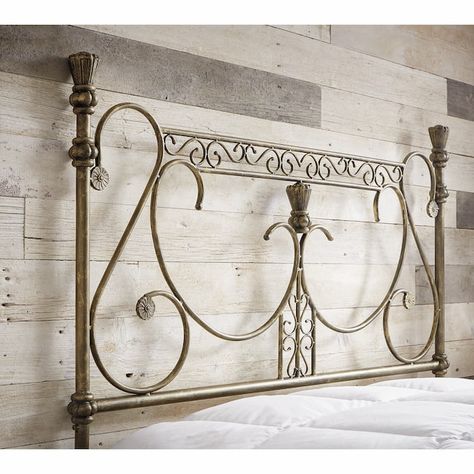 Victorian Iron Bed, Tin Headboard, Iron Headboard, Queen Size Headboard, Diy Headboard, Montgomery Ward, Painted Metal, Brass Color, Metallic Paint