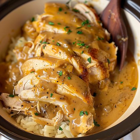 Whip up a comforting meal with this delicious Crockpot Chicken and Gravy recipe. Cooked to perfection in the slow cooker, the result is tender, juicy chicken smothered in a rich gravy, making it the perfect Crock Pot Chicken And Gravy, Crockpot Recepies, Amazing Dinners, Dressing Casserole, Chicken Salad Croissant, Crockpot Chicken And Gravy, Zucchini Bake, Chicken And Gravy, Delicious Chicken Dinners