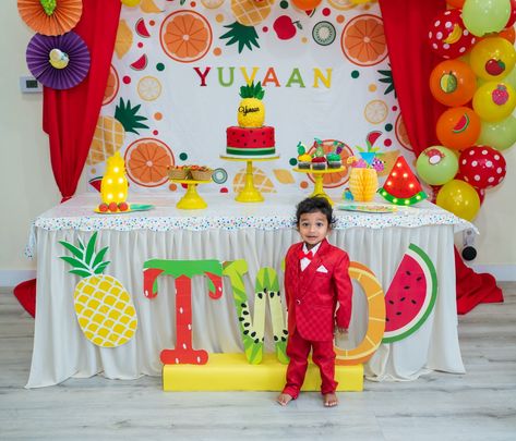 Full colors and fruit theme Vegetable Theme Birthday Party, Fruit Party Theme, Fruit Birthday, Ninja Birthday, Fruit Party, Fruit Decorations, Birthday Themes, Birthday Decoration, Birthday Decor