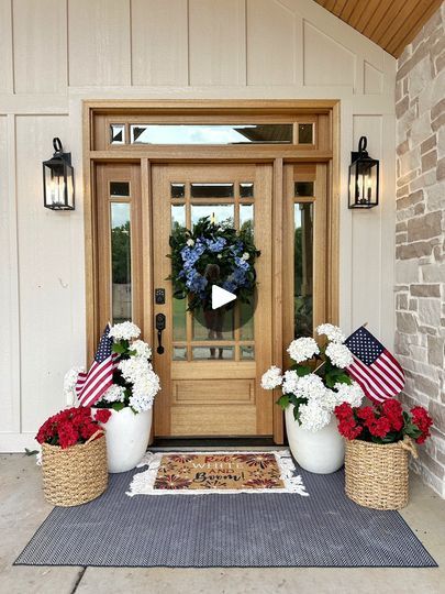 Patriotic Porch, Porch Life, Fourth Of July Decor, Red Tulips, Patriotic Decorations, Outdoor Life, Outdoor Entertaining, Summer Decor, Patio Decor