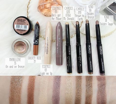 Budget Cream Eyeshadows: Catrice Stylo Eyeshadow Pen and Essence 2 in 1 Eye Shadow & Liner - Mateja's Beauty Blog Drugstore Cream Eyeshadow, Cream Eyeshadow Looks, Eyeshadow Pen, Eye Shadow Liner, Eyeshadow Crayon, Beginner Eyeshadow, Rose Eyeshadow, Shadow Liner, Bronze Eyeshadow