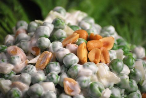 Peas 'n Peanuts Salad Pea And Peanut Salad Recipe, Crunchy Pea Salad, Entree Salads, Vegetable Salads, Pea Salad Recipes, Peanut Salad, Peanut Recipes, Pea Salad, Beet Greens