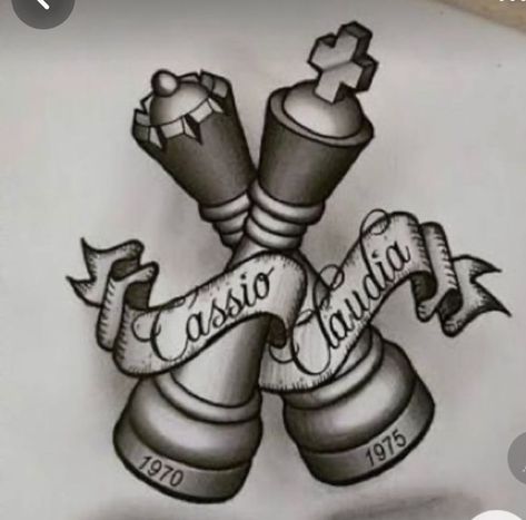 King Queen Chess Tattoo, King And Queen Chess Piece Tattoo Design, King And Queen Chess Pieces Drawing, King Queen Chess Piece Tattoo, King And Queen Chess Tattoo, King And Queen Chess Piece Tattoo, Chess Tattoo Design, King Chess Piece Tattoo, Tattoo Chess