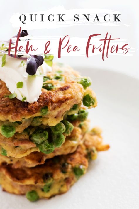 If you are in need of a healthy, quick and easy afternoon snack these Ham and Pea Fritters tick all the boxes. They are a cinch to pull together, taste delicious and store well if you have any leftovers. Speaking of leftovers, these are a great way to use up leftover ham from last night's dinner. #peafritters #savorysnacks #afterschoolsnacks #leftoverham Ham Fritters, Pea Fritters, Veggie Fritters, Clean Eating Desserts, How To Cook Ham, Leftover Ham, Afternoon Snack, Homemade Snacks, 5 Ingredient