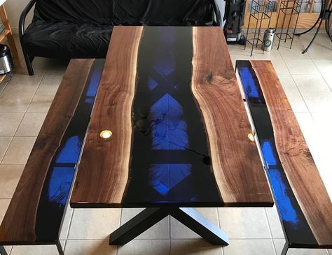 Metal Lathe Projects, Acacia Wood Table, Dining Sofa, Wood Table Design, Marble Furniture, Blue River, Wood Tags, Resin Furniture, Live Edge Table