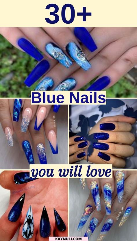 The best dark blue nails and nail polishes. blue nails, blue ombre nails, blue acrylic nails, light blue nails, blue nails designs, dark blue nails, blue coffin nails, blue nails ideas, blue nails polish, blue fingernails, royal blue nails, navy blue nails, dark blue nails acrylic, dark blue nails with designs, dark blue nails with glitter, dark blue nails short, blue nails acrylic, blue nails with design #nailsoftheday #nailstyle #mattenails #colornails #bluenails #nails Blue Fingernails Designs, Lapis Lazuli Nail Art, Navy Blue Stiletto Nails, Navy Blue Ombre Nails, Indigo Blue Nails, Electric Blue Nails Acrylic, Sapphire Nails Design, Dark Blue Ombre Nails, Acrylic Nail Designs Blue