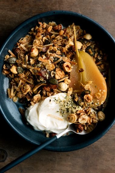 Hazelnut & Date Granola | Gather & Feast Date Granola, Ashley Alexander, Pavlova Recipe, Food Simple, Cooking Breakfast, Poached Pears, Pear Recipes, Granola Healthy, Wholesome Recipes