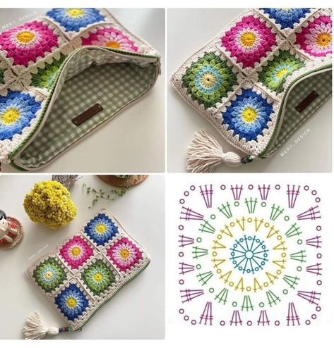 Sac Granny Square, Tote Crochet, House Crafts, Crochet Bag Pattern Free, Bunny Crochet, Crochet Pouch, Crochet Handbags Patterns, Pola Sulam, Handbag Pattern