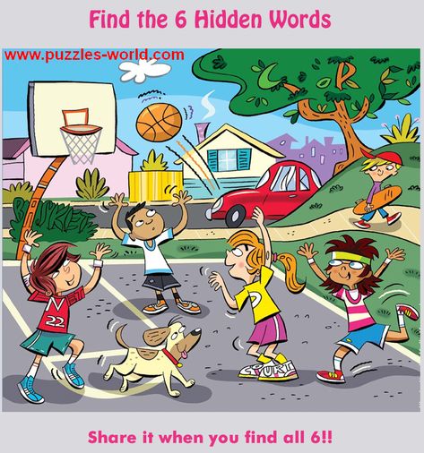 Find the 6 Hidden Words  https://www.puzzles-world.com/2017/01/find-six-hidden-words-part-20.html Hidden Words In Pictures, Spot The Difference Kids, Hidden Picture Puzzles, Cartoon Puzzle, Difficult Puzzles, Picture Composition, Hidden Words, Sunday School Activities, Hidden Pictures