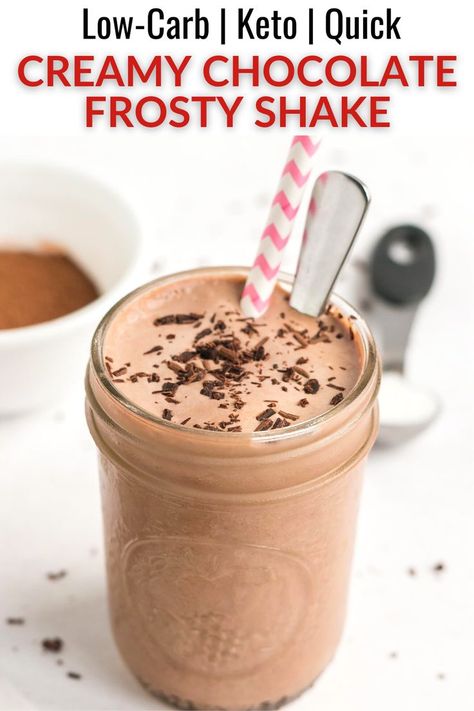 Keto Frosty, Keto Milkshake, Low Carb Shakes, Chocolate Frosty, Low Carb Ice Cream, Low Carb Drinks, Keto Ice Cream, Low Carb Low Sugar, Chocolate Shake