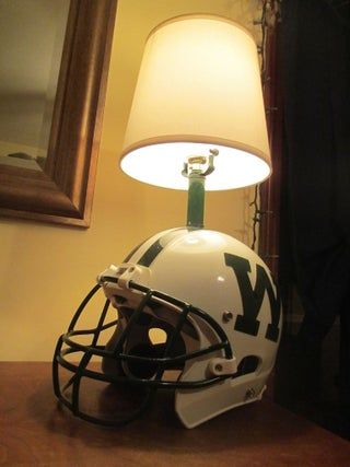 Football Helmet Desk Lamp : 21 Steps (with Pictures) - Instructables Lamp Pipes, Repurposed Lamp, Origami Lamp, Wall Lights Bedroom, Football Helmet, Lamps For Sale, Diy Desk, Room Lamp, Lamp Parts