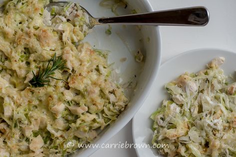 Creamed Chicken and Cabbage Casserole - The Real Carrie Brown Chicken And Cabbage Casserole Recipes, One Pan Chicken And Cabbage, Cabbage Chicken Casserole, Cabbage With Chicken Recipes, Chicken And Cabbage Casserole, Cabbage And Chicken Recipes, Chicken Cabbage Casserole, Cream Of Chicken Casserole, Creamed Chicken