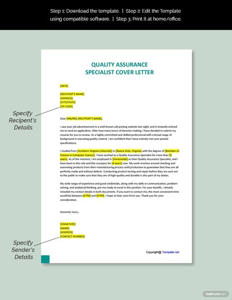 Free Quality Assurance Specialist Cover Letter Template #AD, , #SPONSORED, #Assurance, #Quality, #Free, #Specialist, #Template Project Manager Cover Letter, Office Receptionist, Cover Letter Template Free, Driver Covers, Free Front, Masters In Business Administration, Freelance Web Developer, Front Office, Free Medical