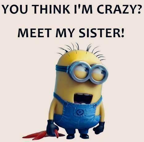 Funny Siblings Quote, Sister Thoughts, Minion Humour, Little Sister Quotes, Minion Memes, Sibling Quotes, Funny Sister, Minions Humor, Funny Minion Pictures